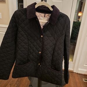 Old Navy Quilted Utility Jacket in Black with Dark Corduroy Trim. Vintage. Small